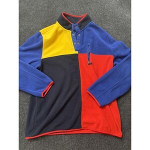 Club Room Jacket Mens XL Multicolor Fleece Snap Pullover Colorblock Anorak Retro